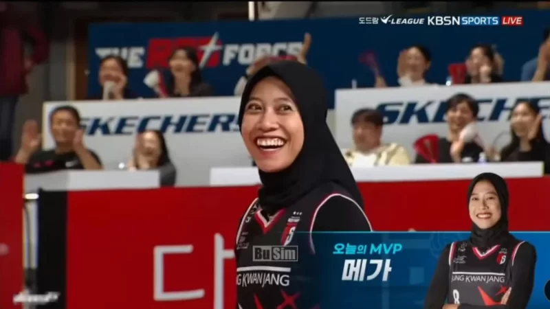 Pemain voli putri Indonesia, Megawati Hangestri Pertiwi, meraih MVP setelah menorehkan setelah mencetak 31 poin saat melawan Pink Spiders. Gelar ini merupakan raihan MVP keduanya bersama Daejeon CheongKwanJang Red Sparks. (Istimewa)