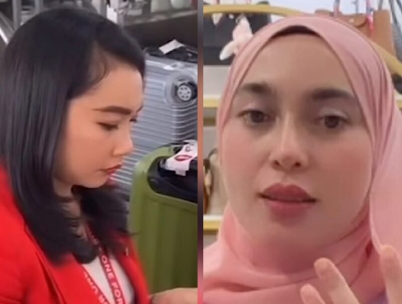 petugas counter check in Air Asia wanita bernama Dea Kiri dan Selebgram Aceh bernama Cut Melisa 
