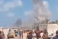 IDF menyerang kamp pengungsi di kota Khan Yunis di selatan Jalur Gaza/pada sabtu 13 Juli 2024,