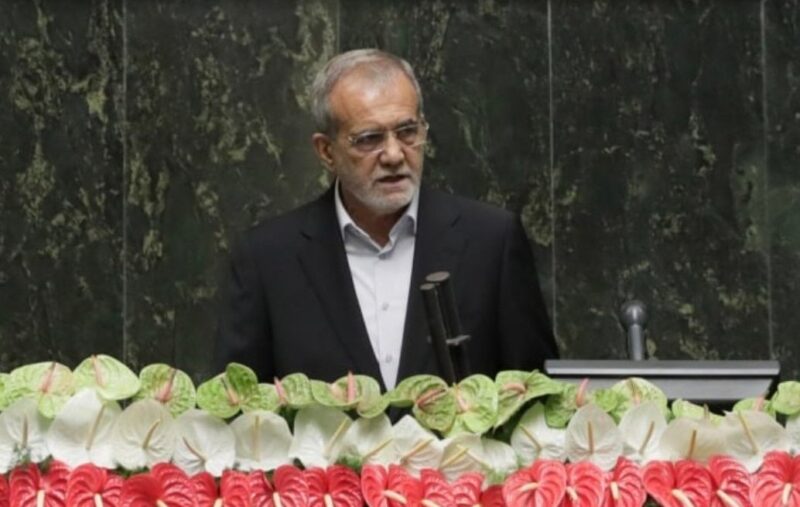 Presiden Iran Masoud Pezeshkian pada Selasa 30 Juli 2024 saat pidato/ Foto: Ist