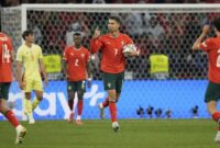 Selebrasi Cristiano Ronaldo usai mencetak gol di laga Portugal vs Spanyol di final UEFA Nations League, Senin (9/6/2025). (c) AP Photo/Matthias Schrader