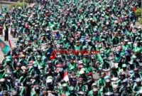 Demo pengemudi ojek online (ojol).(Foto:istimewa