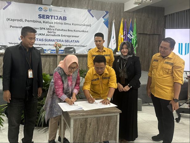 Penandatanganan MoU antara AMKI Sumsel dengan Universitas Sumatera Selatan, Kamis (11/9/2025).(Foto: istimewa)