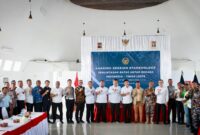 Staf Ahli Menteri Bidang Kerja Sama Antar Lembaga Kementerian Imigrasi dan Pemasyarakatan, Anggiat Napitupulu, saat kegiatan Sharing Session Stakeholder Perlintasan Batas Negara Indonesia-Timor Leste di Aula PLBN Motaain, Selasa (17/9/2025).(Foto: Humas Imigrasi Atambua)