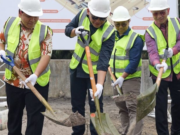 Peletakan batu pertama pembangunan pabrik Compressed Bio-Methane Gas (CBG) pertama di Simalungun, Sumatera Utara.(Foto: PTPN IV PalmCo)
