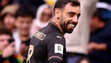 Bruno Fernandes mencetak hattrick mengantar kemenangan Portugal menang telak 9-1 melawan Azerbaijan dalam laga pamungkas Kualifikasi Grup F Zona UEFA di Estadio do Dragao, pada Minggu (16/11/2025) malam WIB.(Foto: Dok X@manutd)