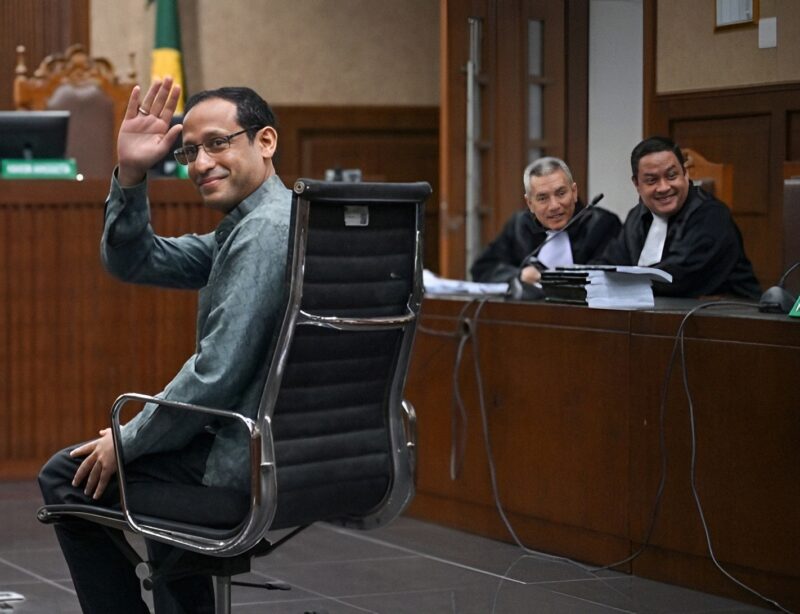 Nadiem Makarim saat menjalani persidangan di Pengadilan Tipikor Jakarta Pusat.(Foto: istimewa)