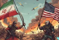 Ilustrasi Iran vs Amerika Serikat (Foto: Mercinews.com)