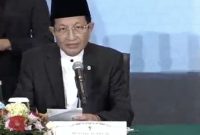 Menteri Agama Nasaruddin saat mengumumkan hasil sidang isbat penetapan 1 Ramadhan dalam konferensi pers di Jakarta, Selasa (17/2/2026) malam.(Foto: Firman/Mercinews.com)
