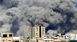Ledakan di sekitar gedung media penyiaran Republik Islam Iran (IRIB) di Teheran. (Foto: Dok. BBC)