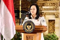 Kepala Kantor Wilayah Direktorat Jenderal Imigrasi Bali, Felucia Sengky Ratna, saat membuka sosialisasi program Golden Visa di Denpasar, Selasa (10/3/2026). (Foto: Dok. Humas Ditjenim Bali)