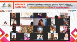 Webinar Nasional bertema “Pengelolaan Komunikasi Publik Terkait Pengelolaan Pendidikan” yang diselenggarakan Kementerian Komunikasi dan Digital (Komdigi) bersama Komisi I DPR RI, Senin (13/4/2026). (Foto: istimewa)