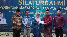Masyarakat Kampar yang bermukim di Jakarta menggelar kegiatan halalbihalal di Cempaka Putih Jakarta Pusat, Minggu (26/4/2026). (Foto: istimewa)