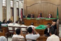 Sidang kasus dugaan tindak pidana korupsi dengan terdakwa eks Direksi PTPN II dengan agenda pembacaan nota pembelaan atau pledoi di Pengadilan Tipikor Medan, pekan lalu.(Foto: istimewa)