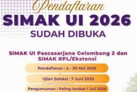 Pendaftaran SIMAK UI 2026 (Foto: Dok. UI)