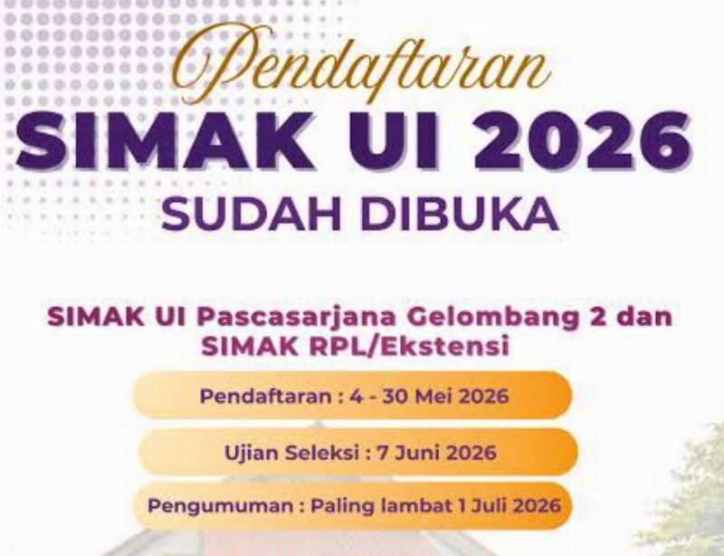 Pendaftaran SIMAK UI 2026 (Foto: Dok. UI)
