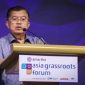 Wakil Presiden ke-10 dan ke-12 RI Jusuf Kalla (JK) saat berpidato pada forum 
