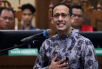 Nadiem Makarim saat membacakan pledoi atau nota pembelaan di Pengadilan Tipikor Jakarta Pusat, Selasa (2/6/2026). (Foto: istimewa)