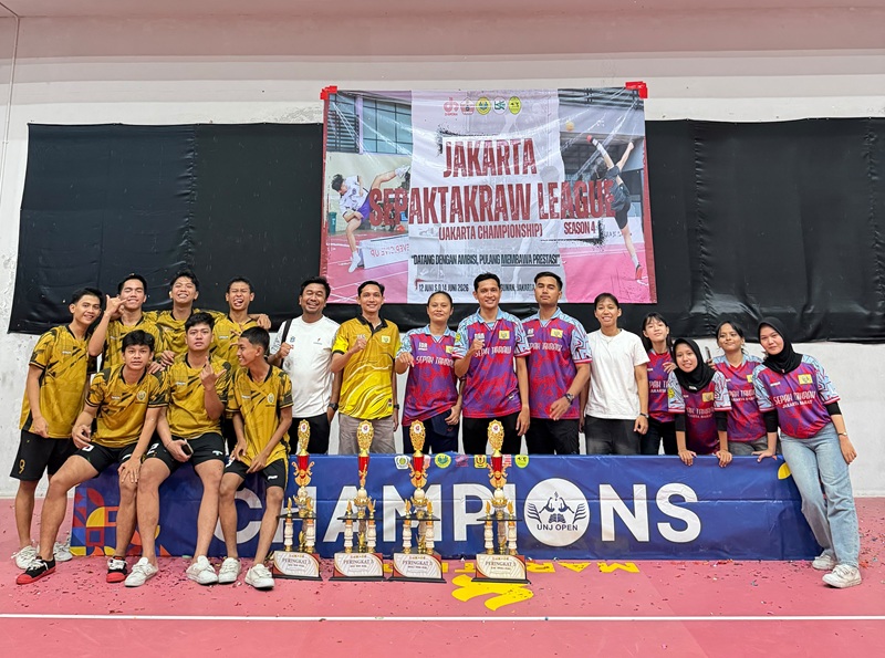 PSTI Jakbar mampu menunjukkan performa membanggakan dengan meraih empat medali perunggu pada ajang Jakarta Sepak Takraw League Championship 2026. (Foto: Dok. PSTI Jakbar)