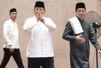 Presiden Prabowo Subianto bersama Menag Nasaruddin Umat dan Stafsus Menag Gugun Gumilar. (Foto: istimewa)