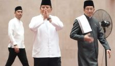 Presiden Prabowo Subianto bersama Menag Nasaruddin Umat dan Stafsus Menag Gugun Gumilar. (Foto: istimewa)