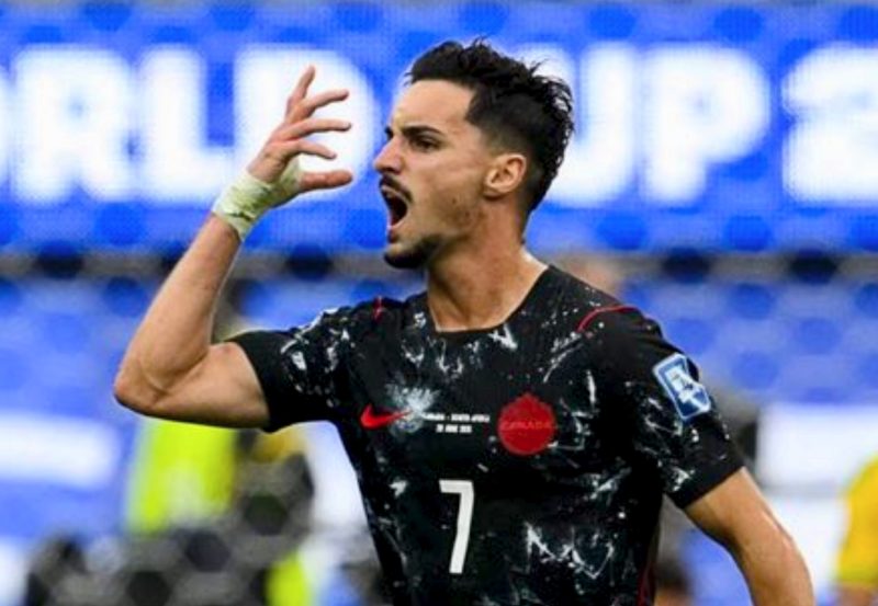 Gol tunggal Stephen Eustaquio pada masa injury time ke gawang Afrika Selatan membawa Kanada menang 1-0 dalam laga di California, Senin (29/6/2026) dini hari WIB. Kanada melaju ke babak 16 besar Piala Dunia 2026. (Foto: Dok. X@juancaarenas)
