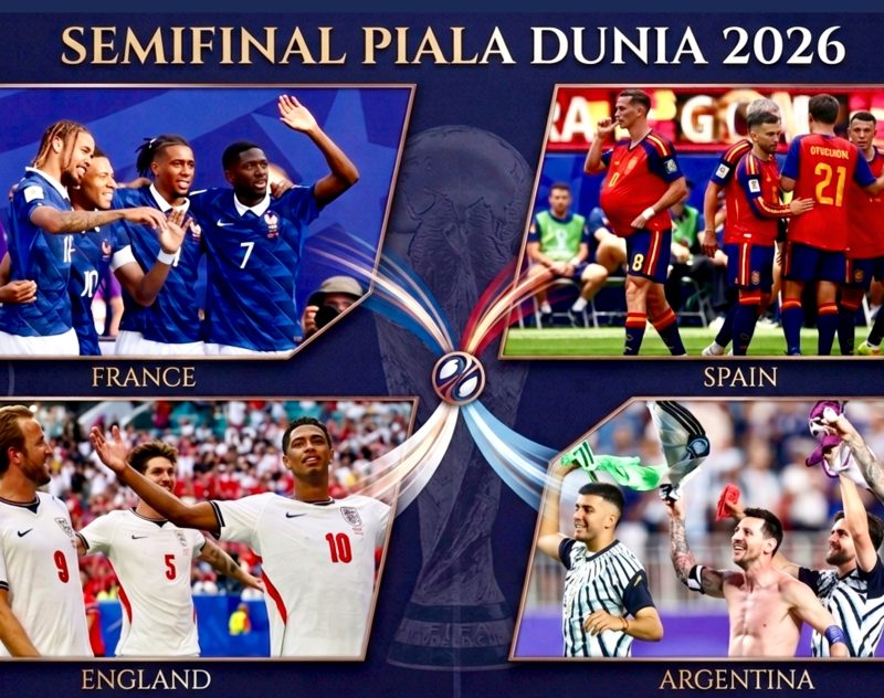 Spanyol, Prancis, Inggris dan Argentina siap memperebutkan tiket final Piala Dunia 2026. (Foto; istimewa)