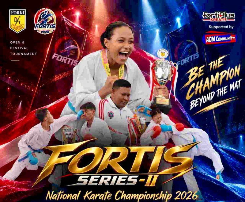 Mengusung semangat “Be The Champion Beyond The Mat, FORTIS Series II National Open Karate Championship 2026 menyiapkan 231 kelas karate yang akan dipertandingkan di GOR Pertamina Simprug, Jakarta Selatan, 13-15 November 2026 mendatang.(Foto: Dok. FORTIS)