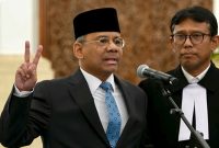 Suahasil Nazara mengucapkan sumpah jabatan sebagai Menteri Keuangan di Istana Negara, Jakarta, Senin (14/9/2026). (Dok. BPMI Setpres)