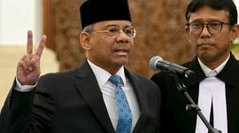 Suahasil Nazara mengucapkan sumpah jabatan sebagai Menteri Keuangan di Istana Negara, Jakarta, Senin (14/9/2026). (Dok. BPMI Setpres)
