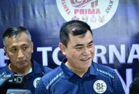 Komandan Koharmatau Marsekal Muda TNI Rudolf P. Buulolo, S.E., M.M., saat menyampaikan keterangan pers usai penutupan Piala Panglima TNI di GOR Kota Bandung, Minggu (6/9/2026). (Foto: istimewa)