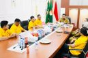 Jajaran pengurus AMKI Banyuasin saat audiensi dengan Bupati Banyuasin, Askolani, di Guest House Rumah Dinas Bupati, Jumat (23/10/2026). (Foto: Dok. AMKI Banyuasin)
