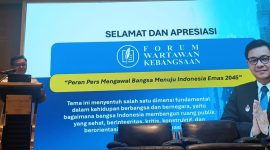 Gubernur Lemhannas RI Ace Hasan Syadzily saat menyampaikan materi paparan pada Rapat Kerja Nasional Forum Wartawan Kebangsaan (FWK) di Jakarta, Sabtu (24/10/2026). (Foto: Istimewa)