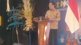 Menkum Supratman Andi Agtas menyampaikan sambutan dalam ASEAN Forum on the Protection of Journalistic Works in the Copyright Regime in the Digital Era di Bali, Sabtu (10/10/2026). (Foto: istimewa)