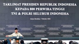 Presiden Prabowo Subianto memberikan taklimat kepada 800 Pati TNI dan Polri dari seluruh Indonesia di Kompleks Istana Kepresidenan Jakarta, Rabu (7/10/2026). (Foto: Dok. BPMI Setpres)